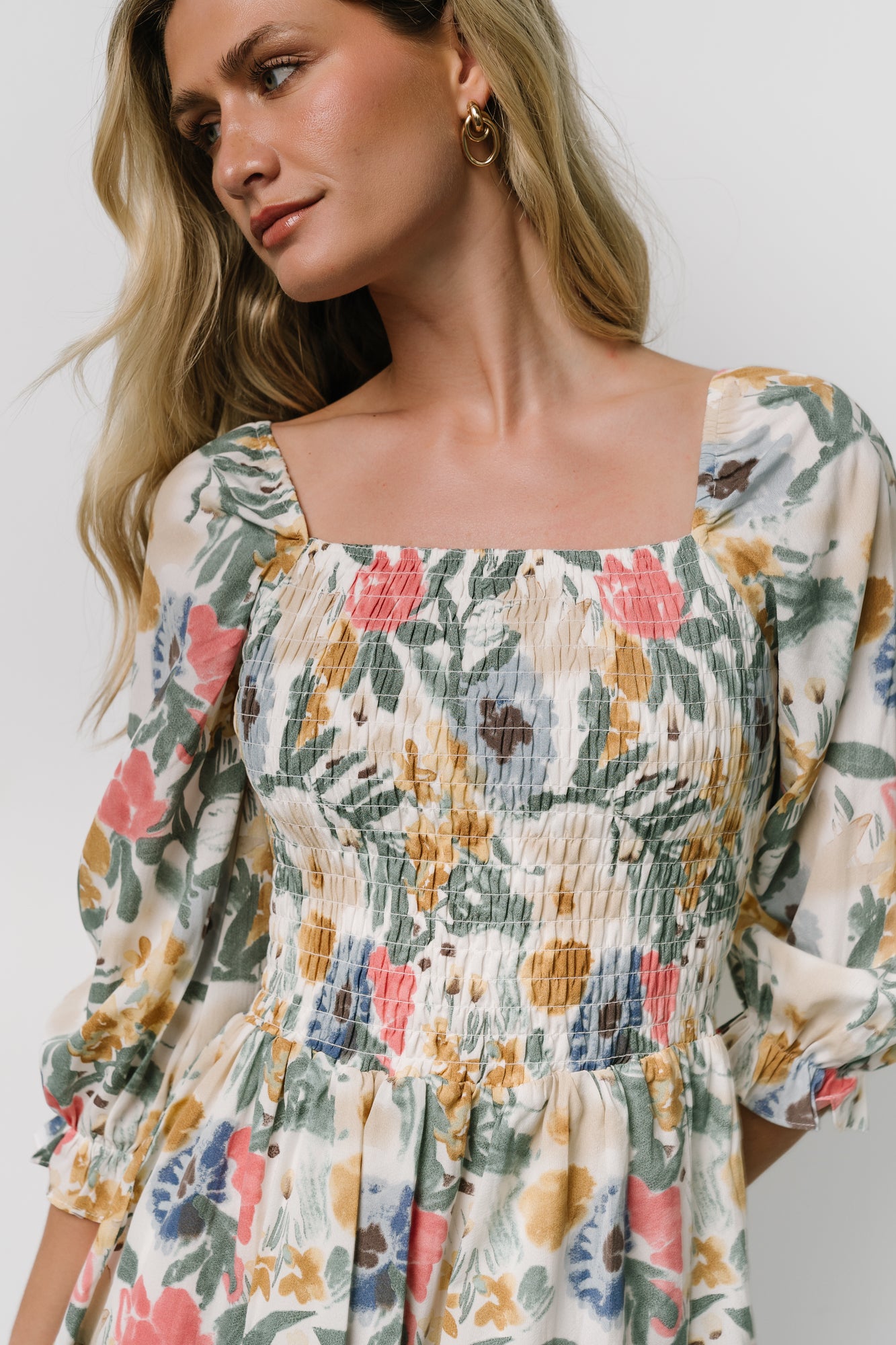 Marta Smocked Midi Dress | Multi Floral - XL Marta Smocked Midi Dress | Multi Floral - XL