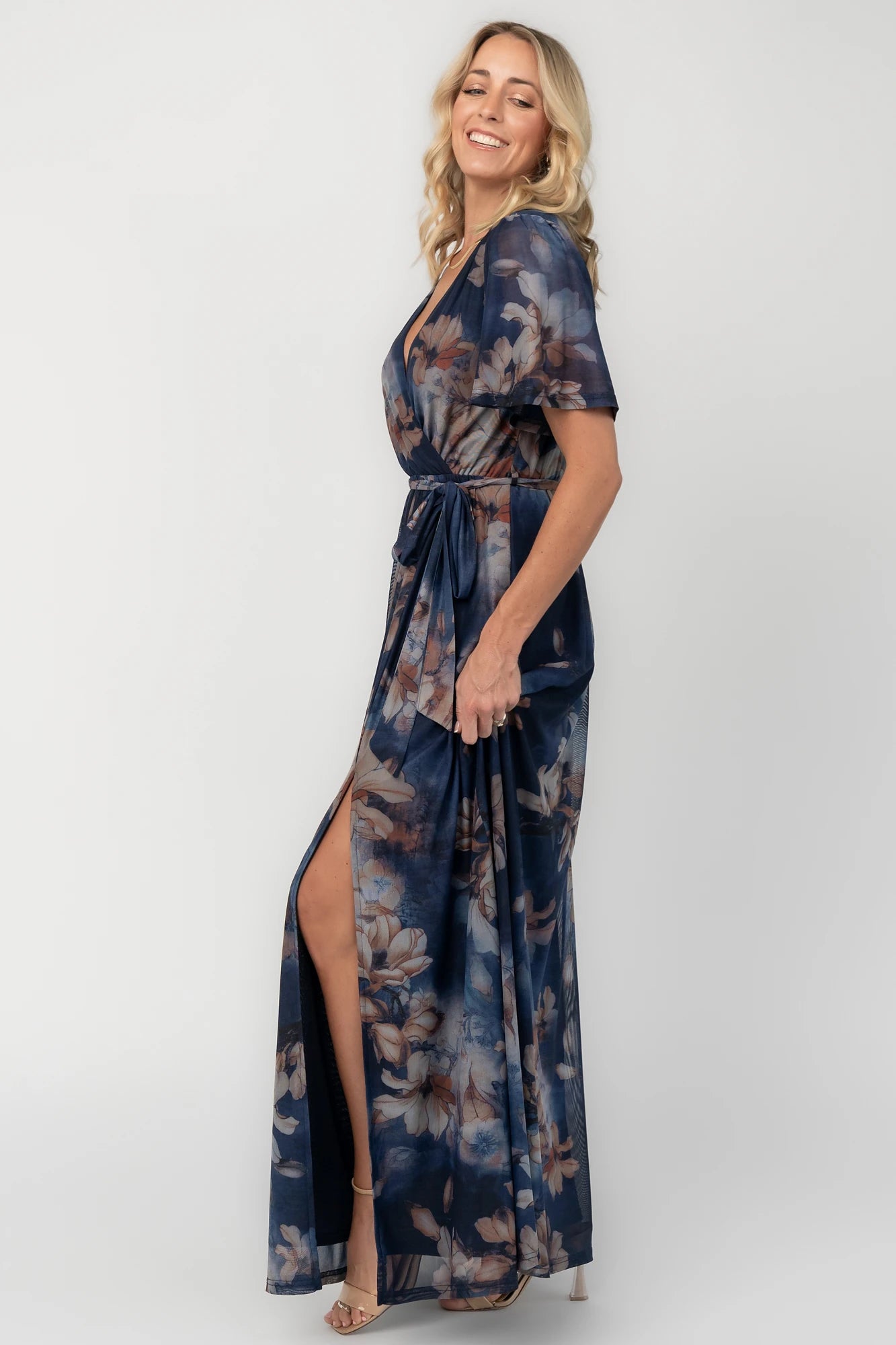 Kristina Mesh Maxi Dress | Navy Floral