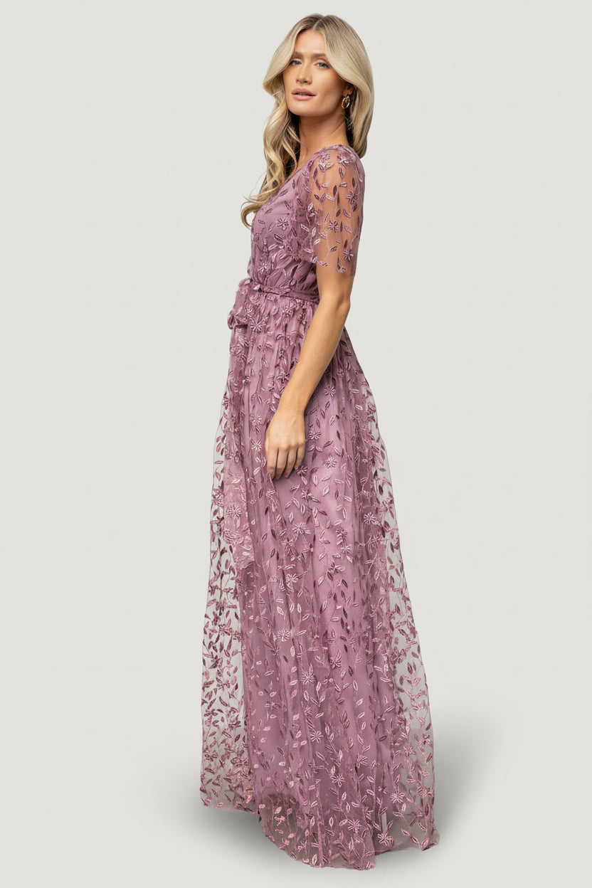 lavender lace dress long Lavender Lace Appliques A-line Long Prom Dress fg4795