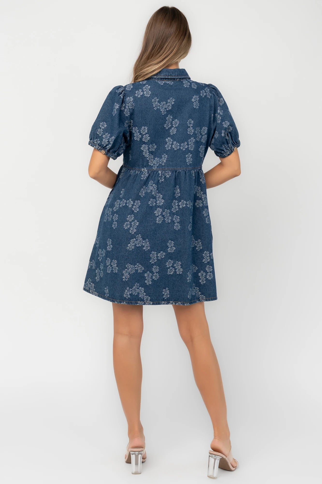 Tiff Button Up Short Dress | Medium Floral Wash