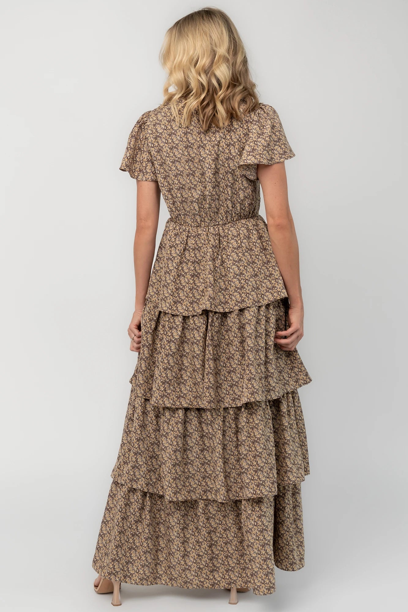 Aloette Tiered Maxi Dress | Brown Floral