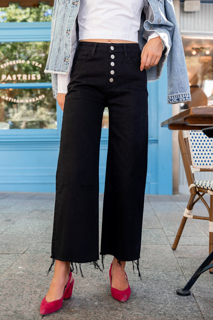 Georgie High Rise Wide Leg Jeans | Black