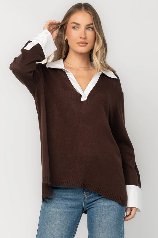 Alec Sweater Top | Chocolate