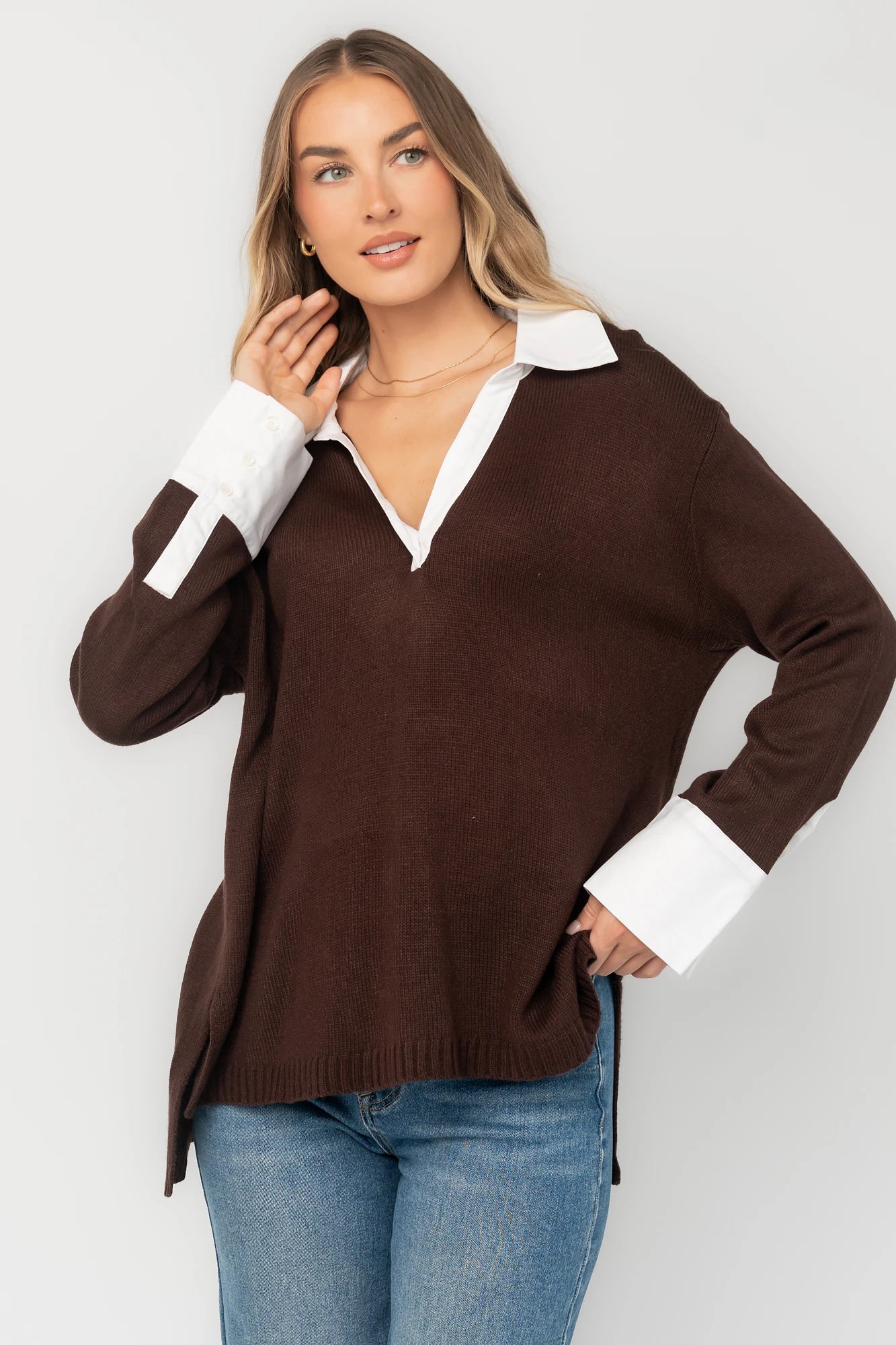 Alec Sweater Top | Chocolate