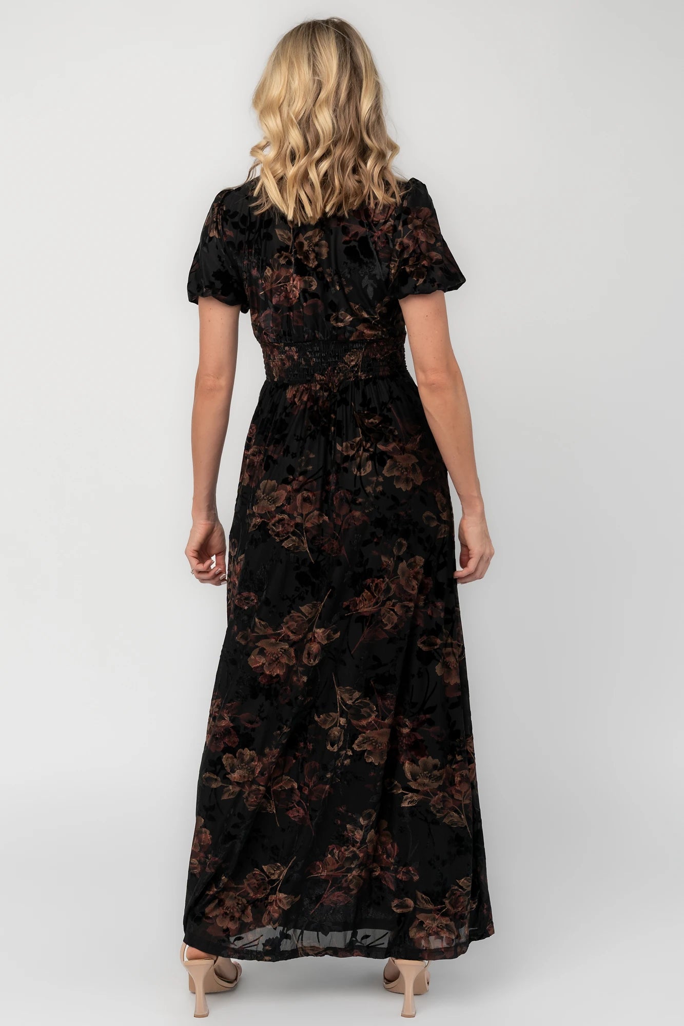 Leslie Velvet Maxi Dress | Black Floral