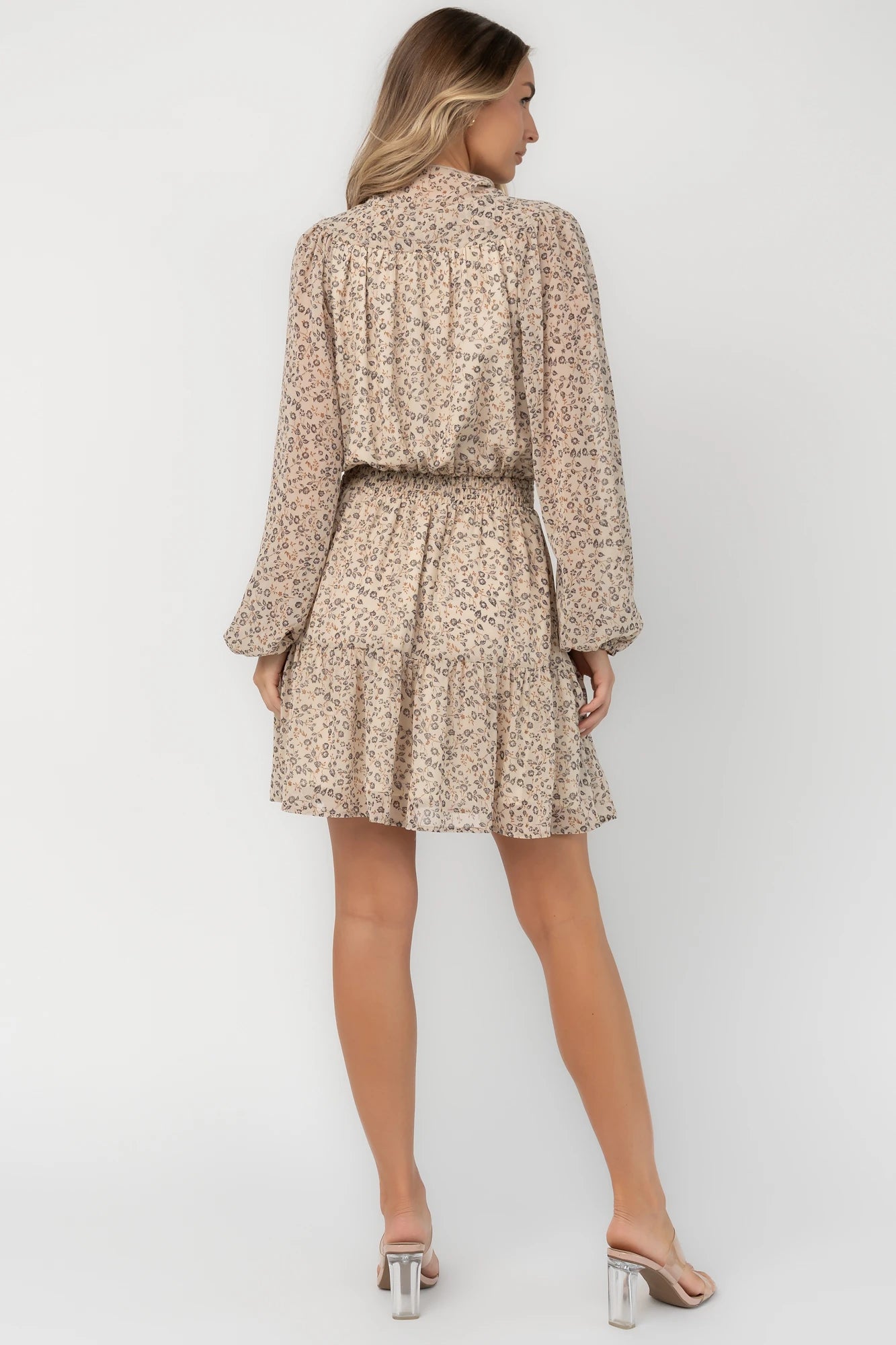 Rosamund Short Dress | Cream Floral