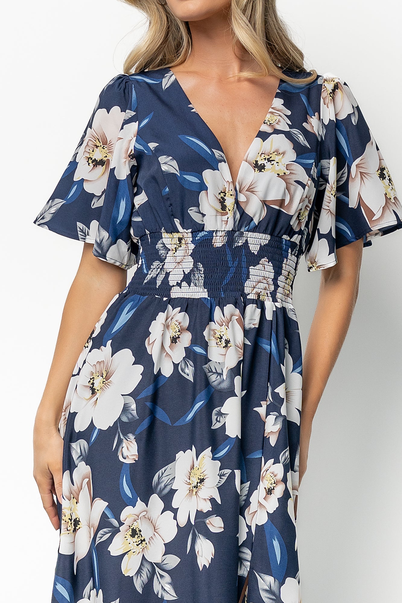 Verona Smocked Maxi - Navy & White Floral | Baltic Born S Verona Smocked Maxi - Navy & White Floral | Baltic Born S
