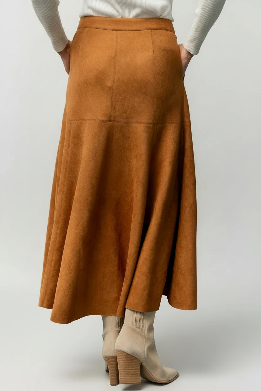 Tona Faux Suede Skirt | Camel