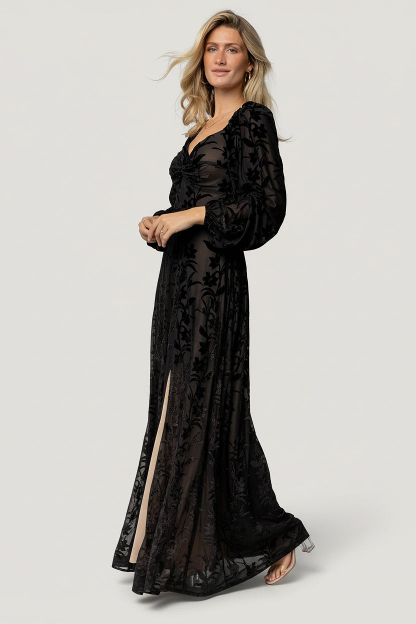 Baltic Born Womens Aurora Velvet Maxi Dress | Black Floral | Size: Small Baltic Born Womens Aurora Velvet Maxi Dress | Black Floral | Size: Small
