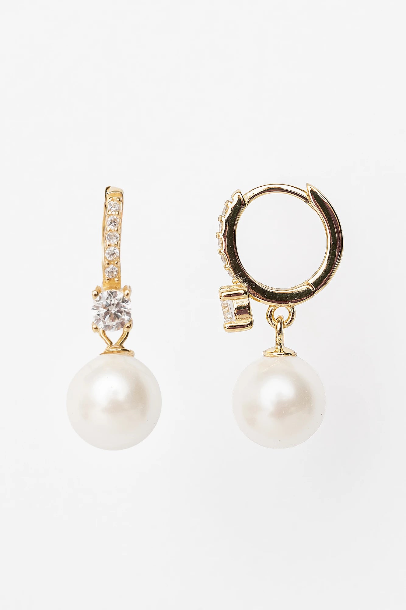 Isabella Pearl Hoop Earrings with lustrous pearl accents and a polished gold-plated finish.