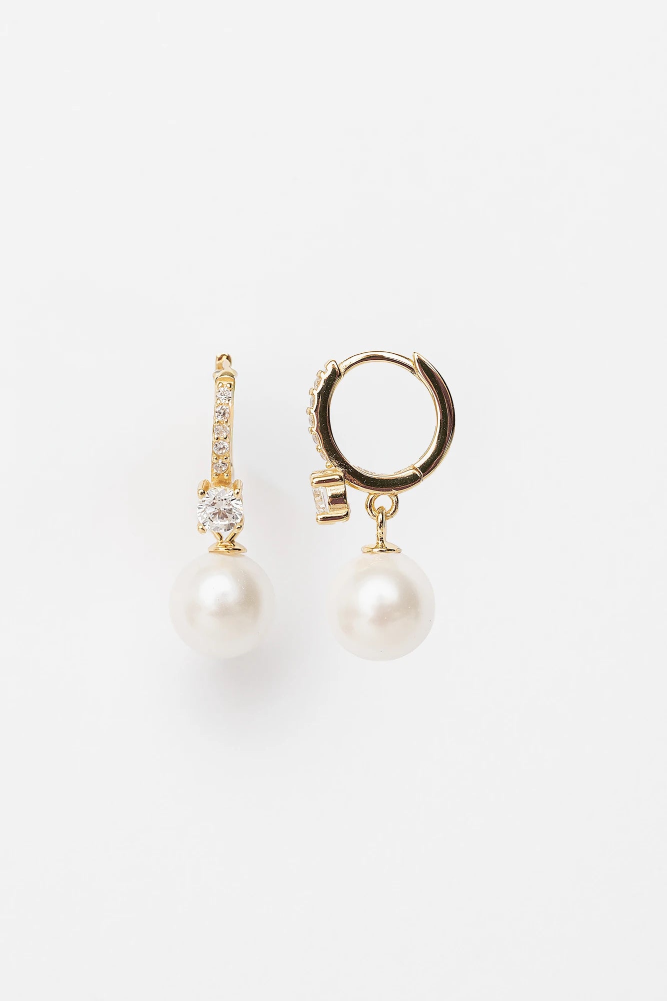 Isabella Pearl Hoop Earrings with lustrous pearl accents and a polished gold-plated finish.