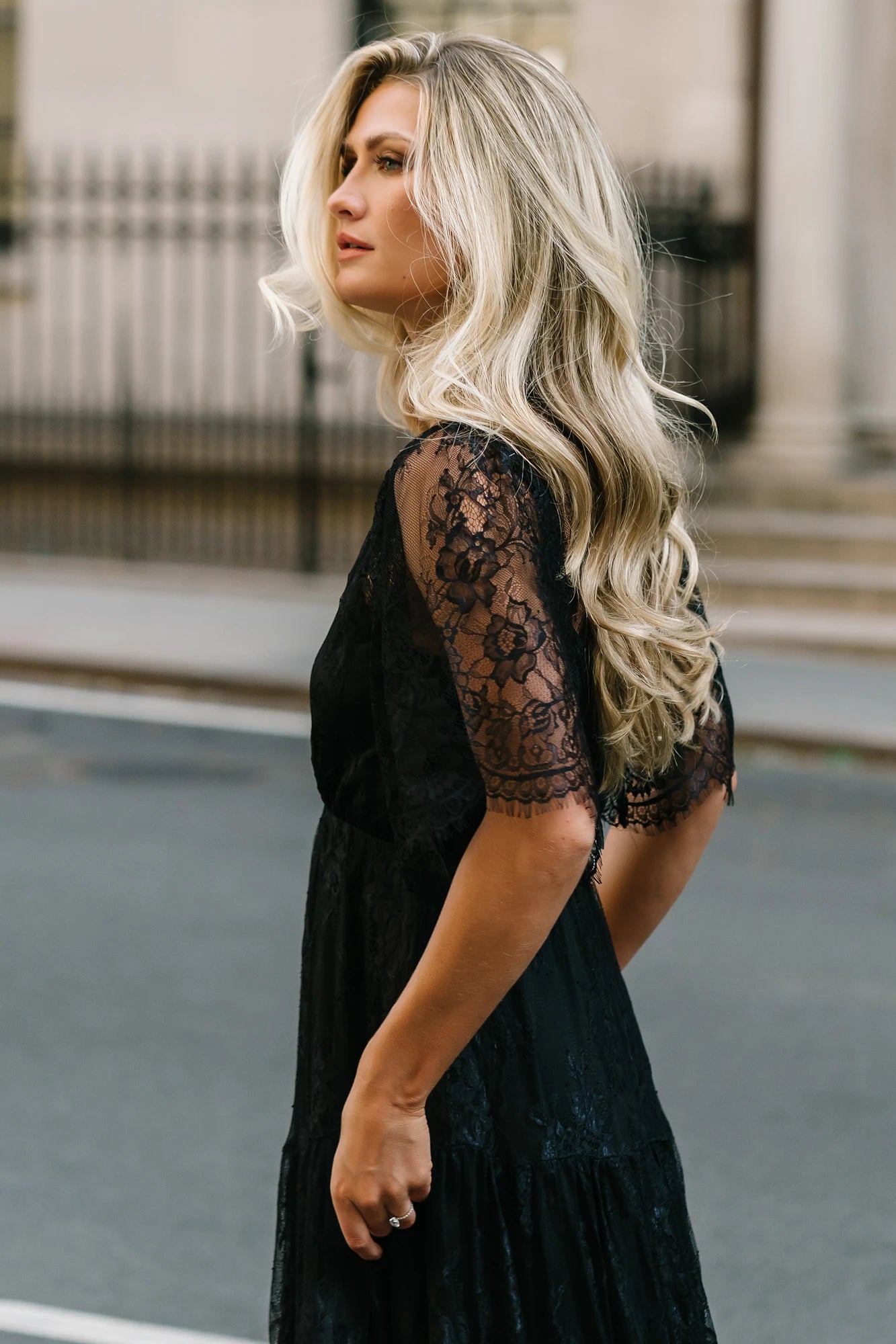 Brittany Lace Midi Dress | Black