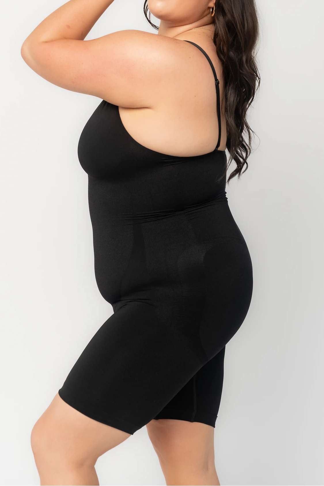 Essential Deep V Mid Thigh Bodysuit | Black
