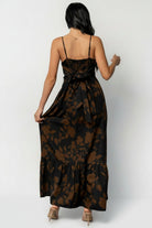 Side-angle shot of Regan Tank Maxi Dress emphasizing gathered waistline, tiered layers, and the discreet functional side pocket.