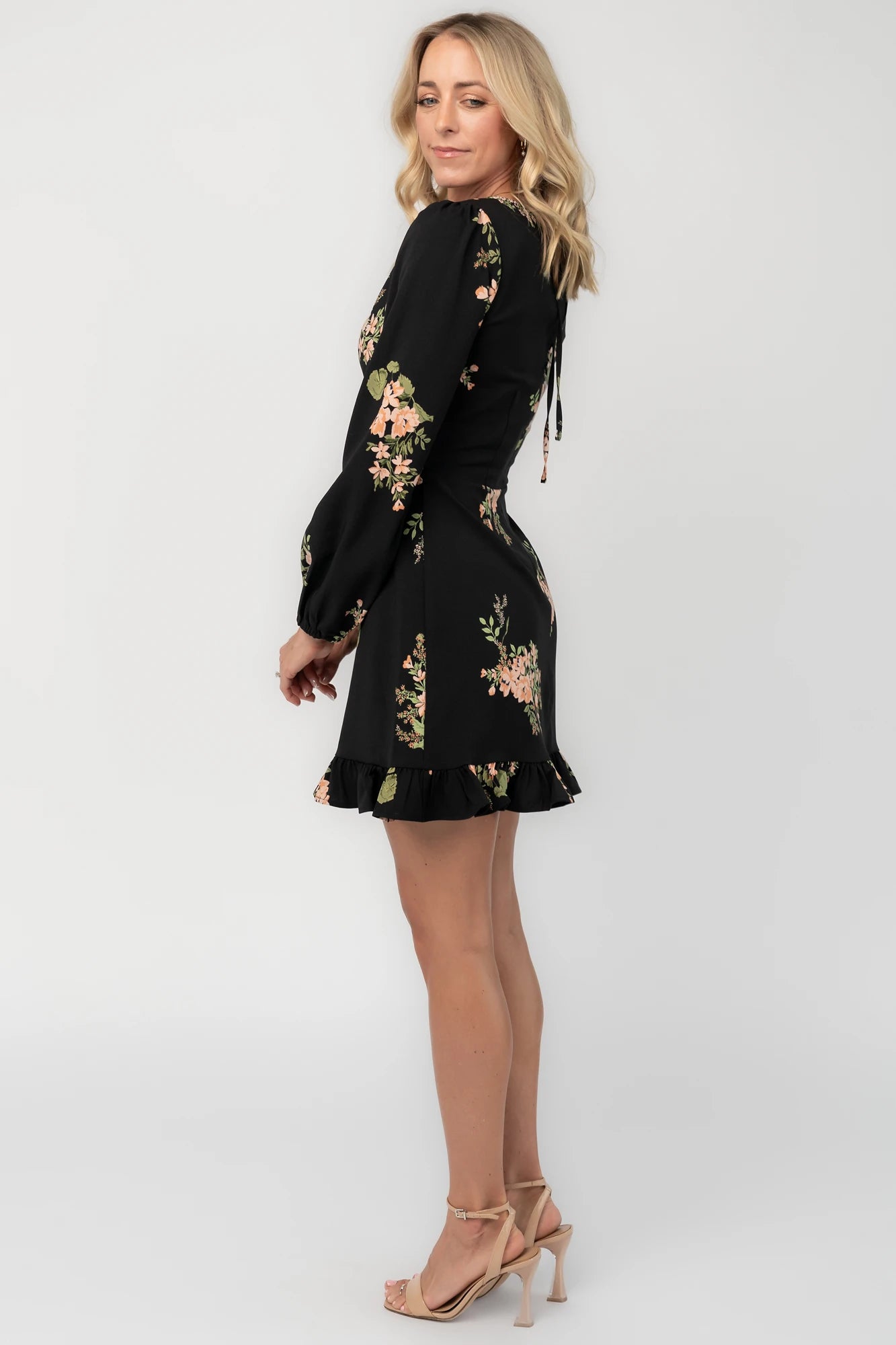 Tylene Short Dress | Black Floral