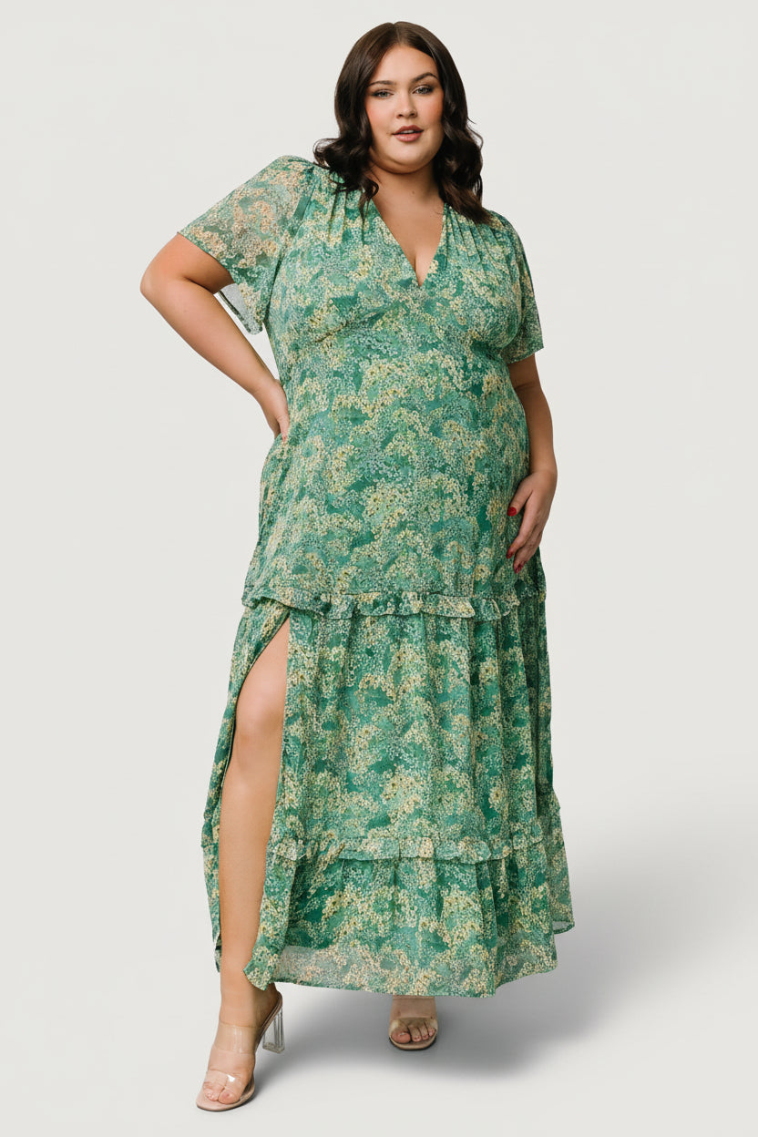 Baltic Born Womens Audrey Deep V Maxi Dress | Green Floral | Size: Xs Baltic Born Womens Audrey Deep V Maxi Dress | Green Floral | Size: Xs