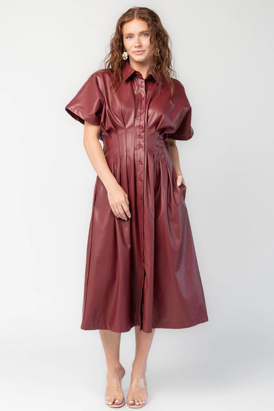 Montclair Structured Midi Shirt Dress | Burgundy