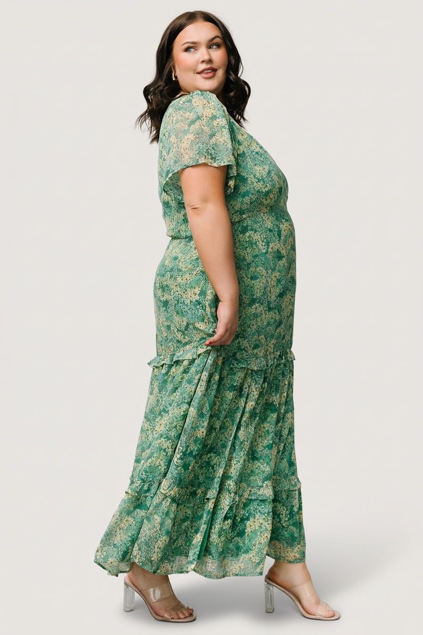 Baltic Born Womens Audrey Deep V Maxi Dress | Green Floral | Size: XS Baltic Born Womens Audrey Deep V Maxi Dress | Green Floral | Size: XS