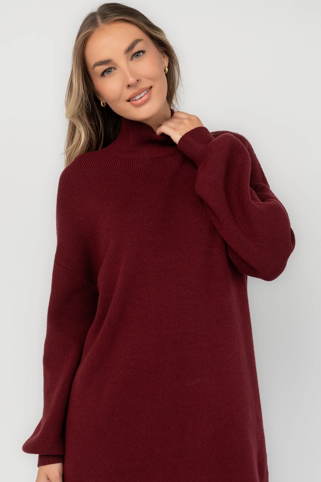 Baltic Born Womens Harlow Sweater Dress | Burgundy