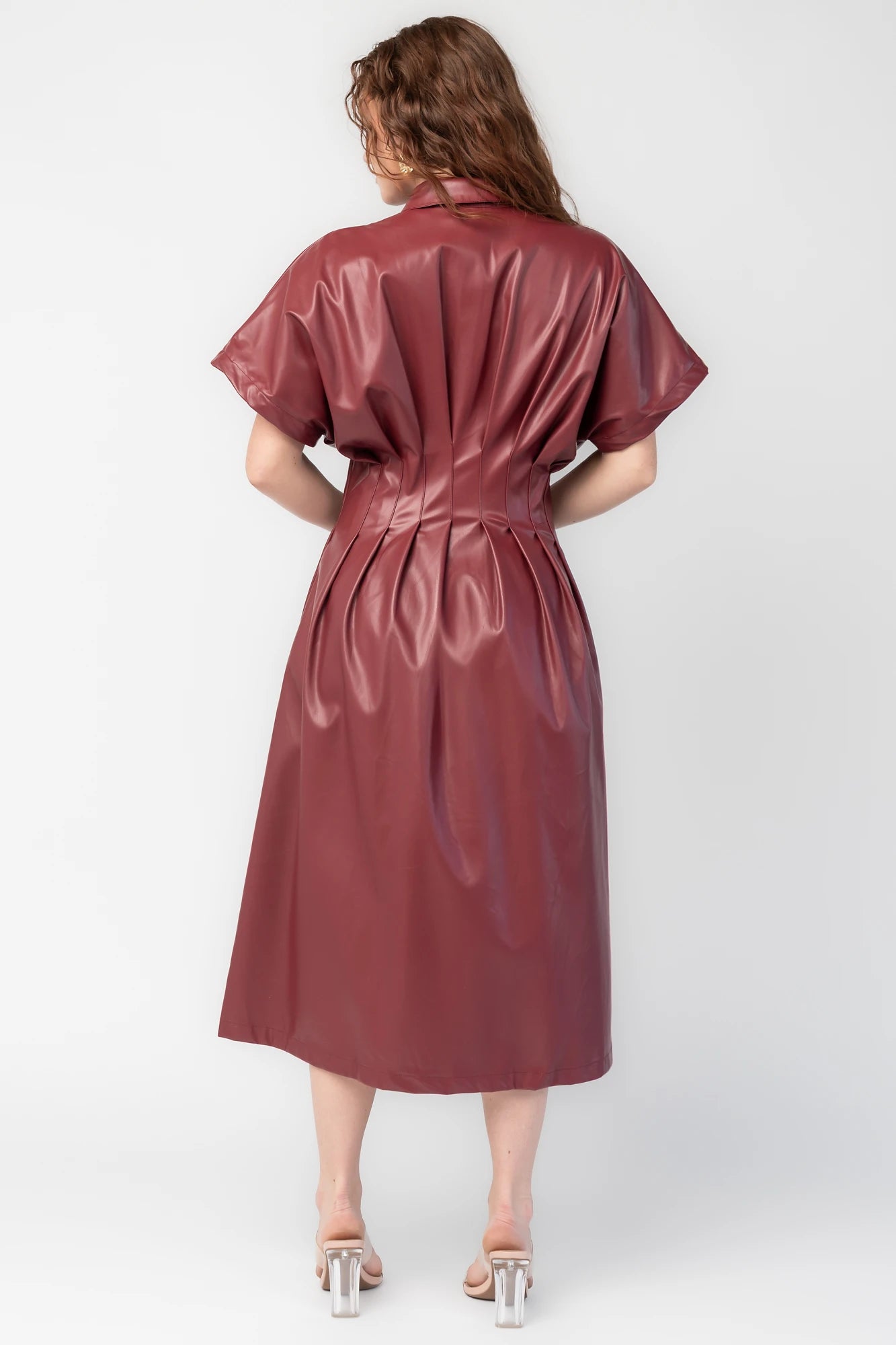 Montclair Structured Midi Shirt Dress | Burgundy
