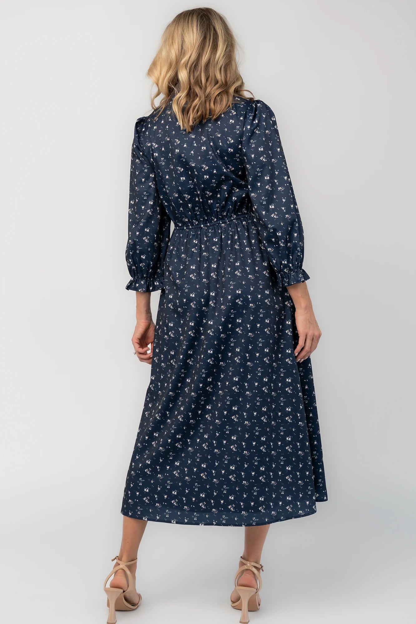Janette Button Down Midi Dress | Navy Floral