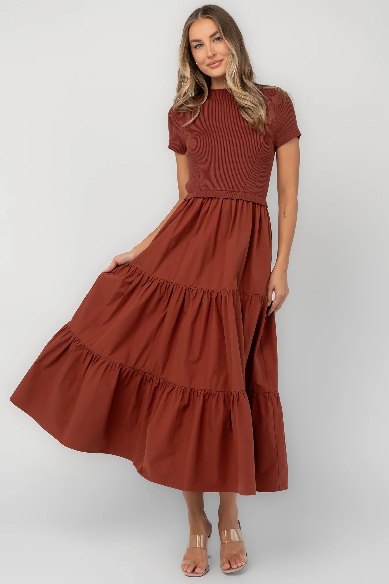 Devotion Tiered Dress | Rust