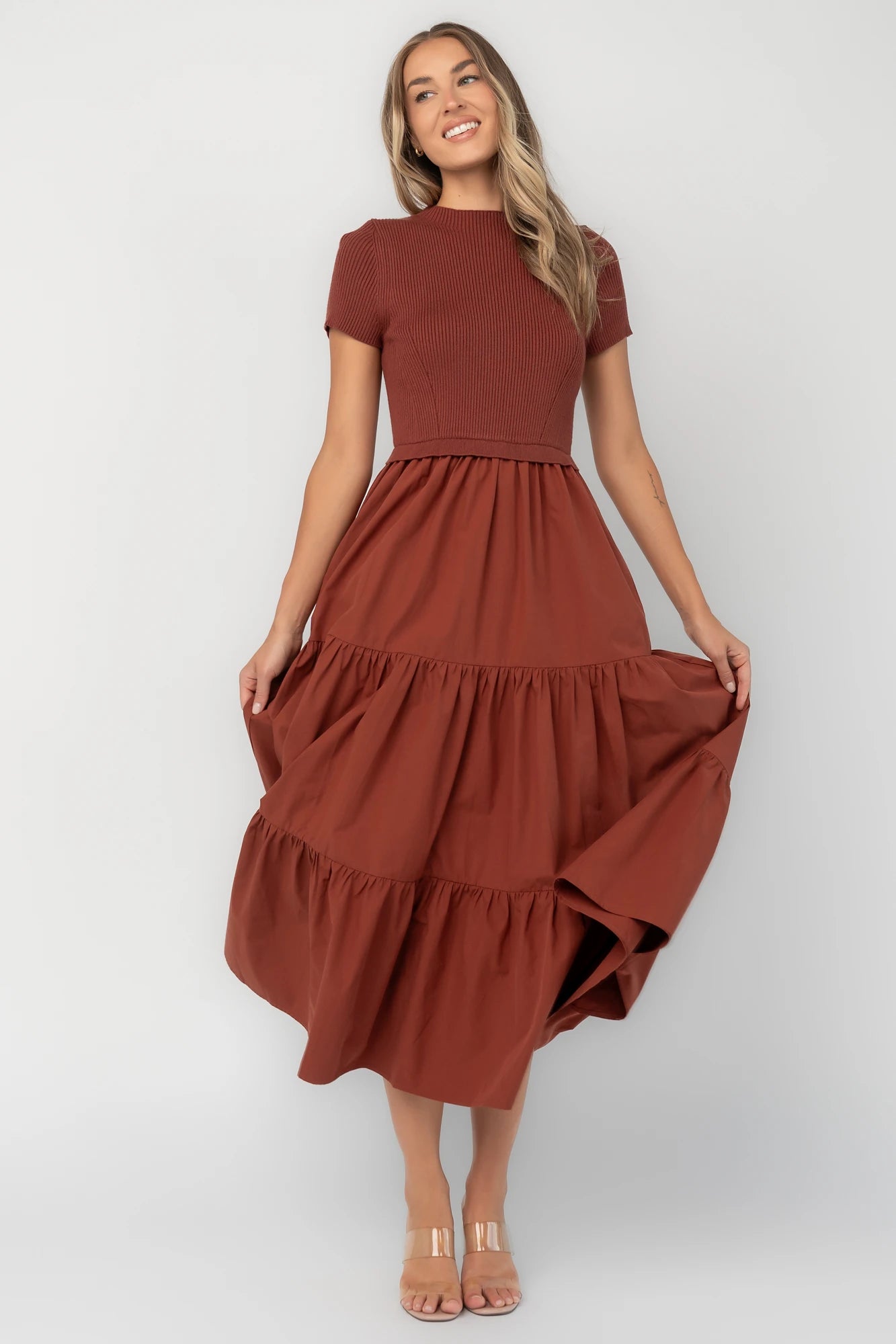 Devotion Tiered Dress | Rust