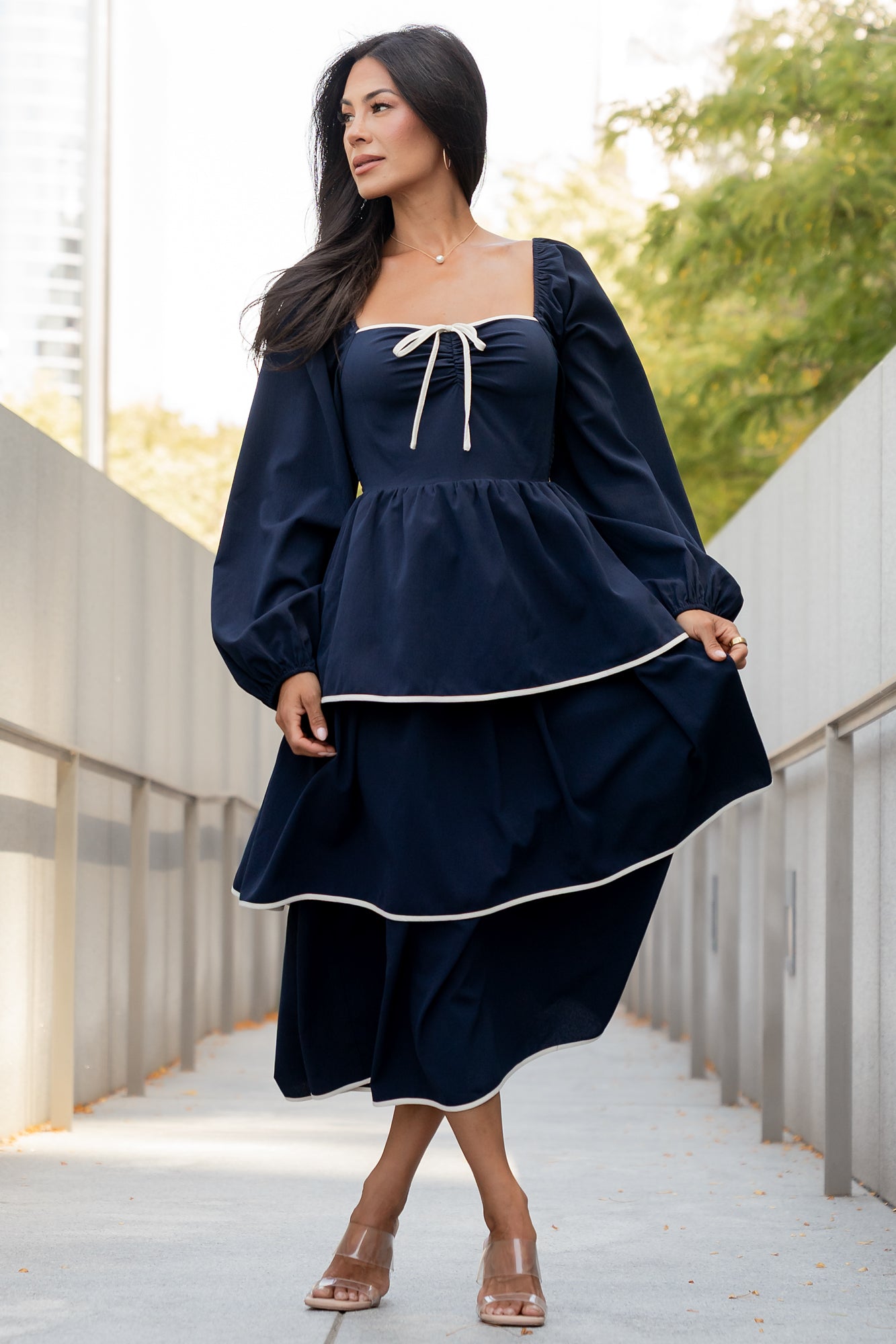Baltic Born Womens Barcelona Tiered Dress | Navy | Size: Medium Baltic Born Womens Barcelona Tiered Dress | Navy | Size: Medium
