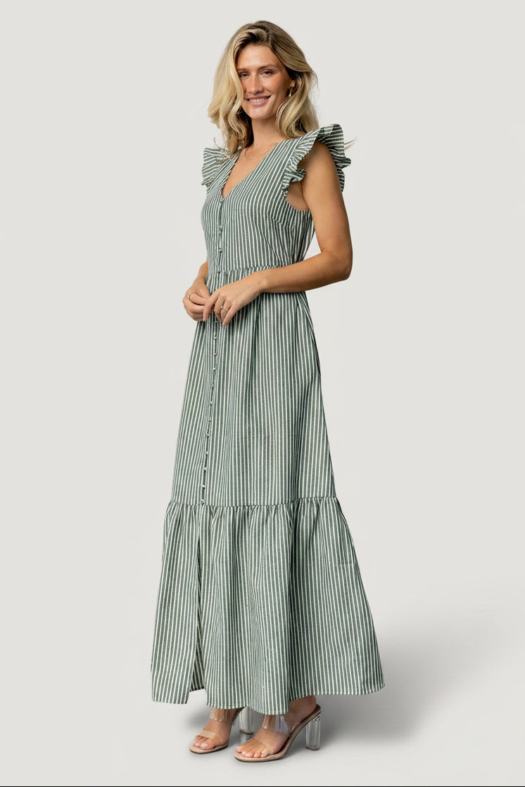 topshop sage green dress Maggie Dress Green Stripe – Shop KOCH main image 1