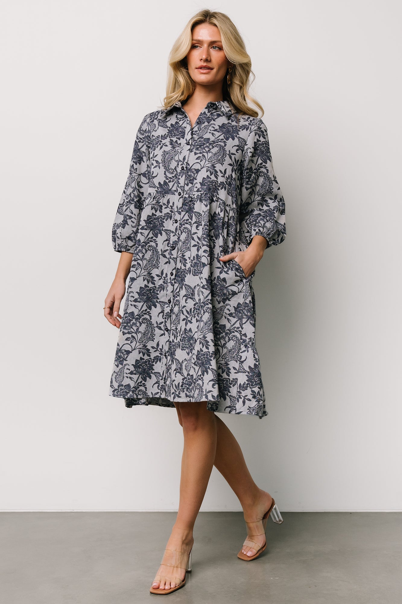 Dakota Babydoll Dress | Navy Print