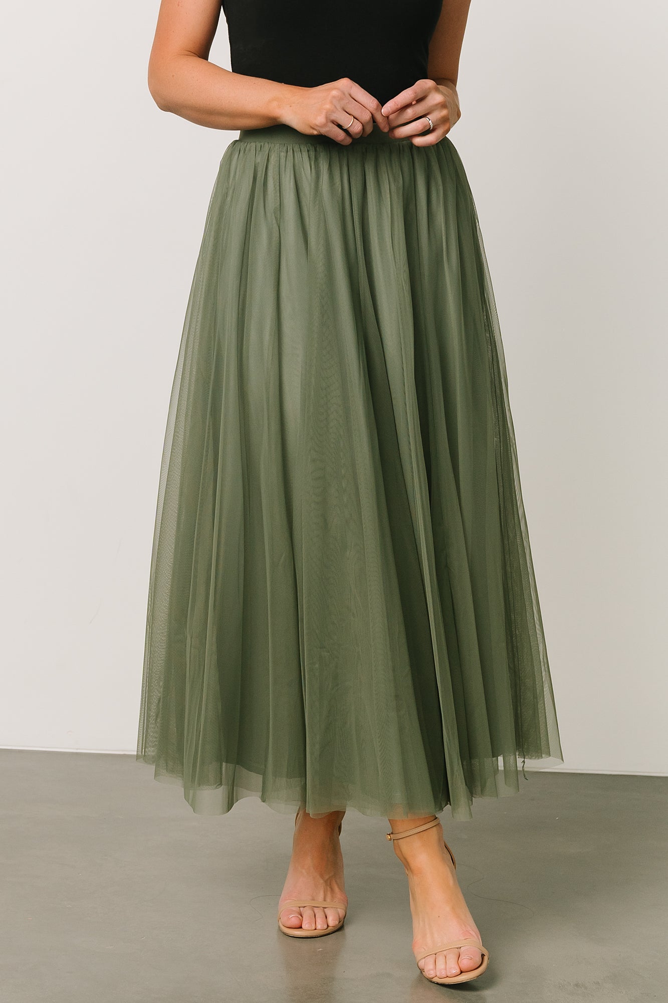 Mila Tulle Skirt | Dark Sage