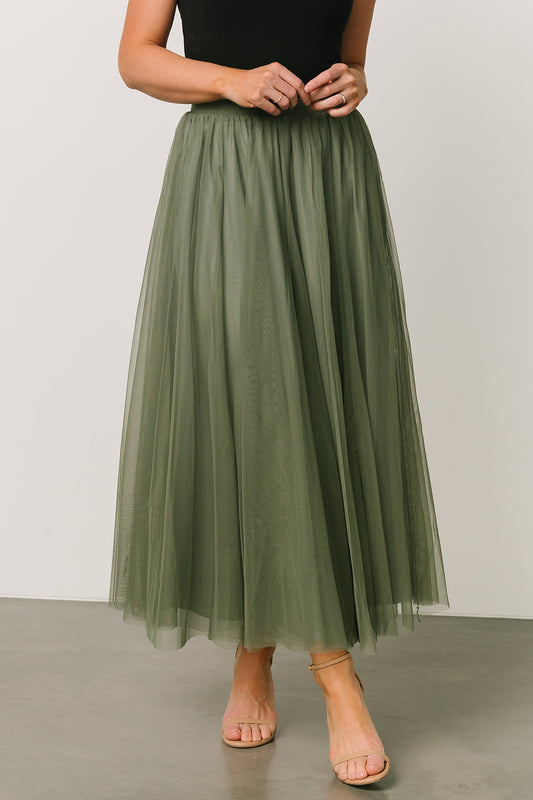 Mila Tulle Skirt | Dark Sage