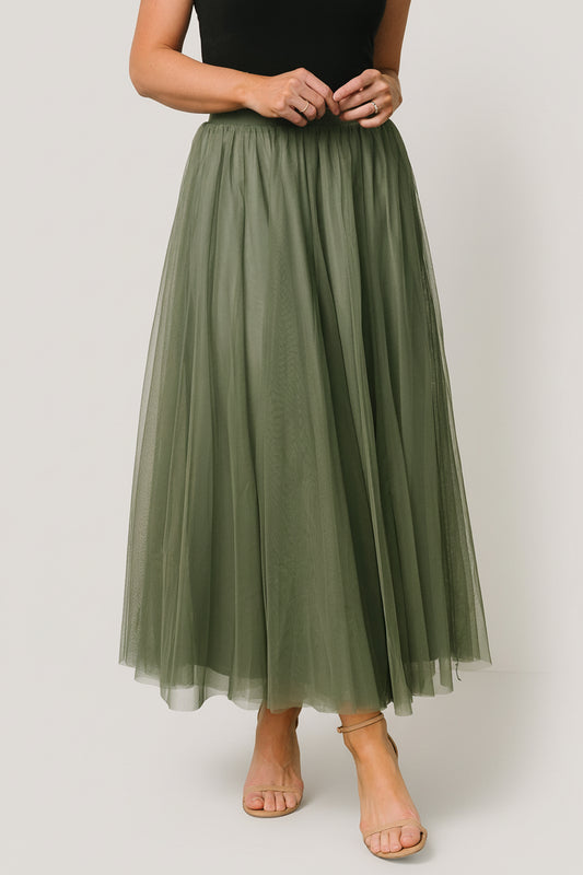Mila Tulle Skirt | Dark Sage