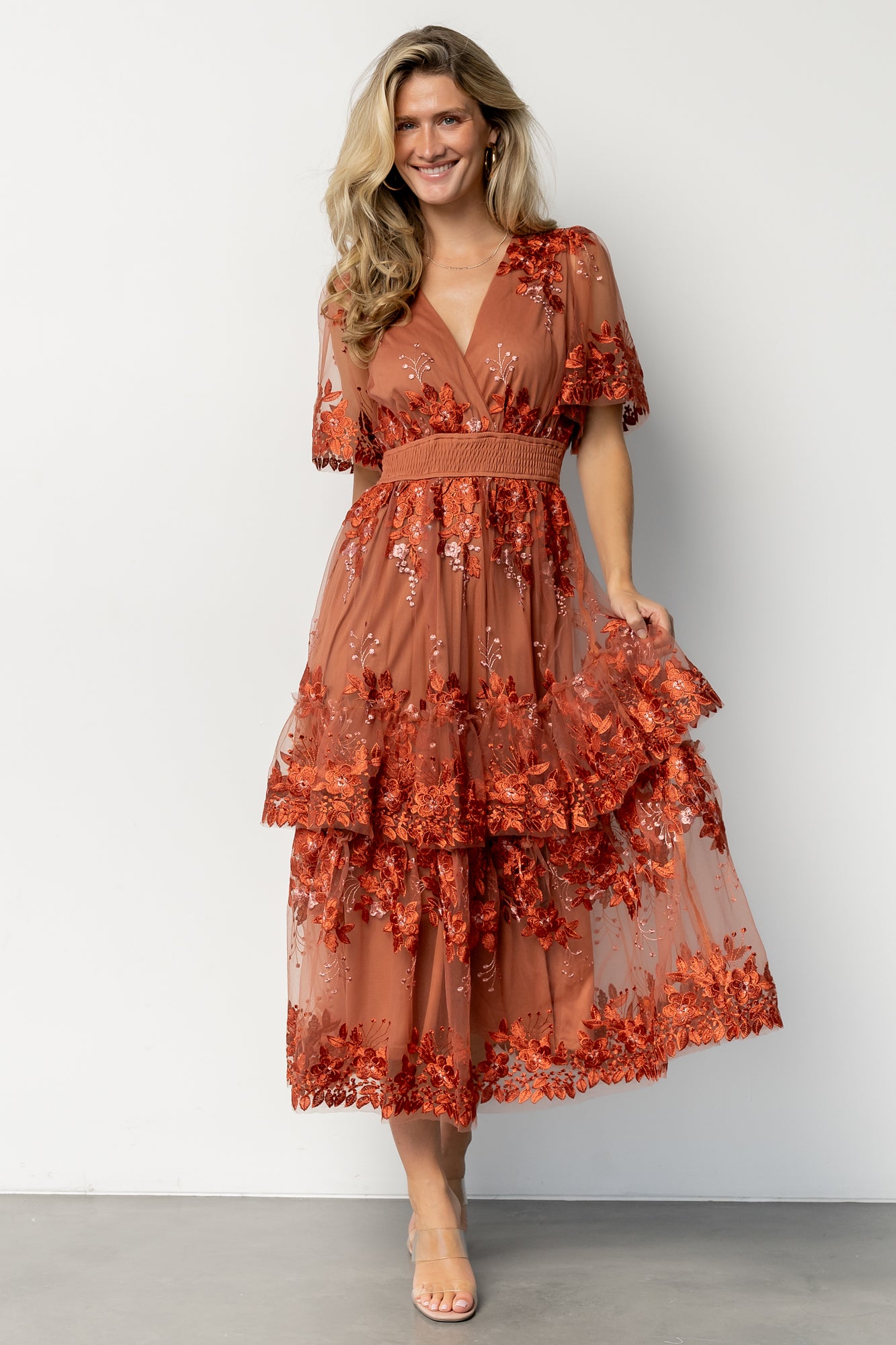 Lotte Embroidered Midi Dress | Rust – Baltic Born