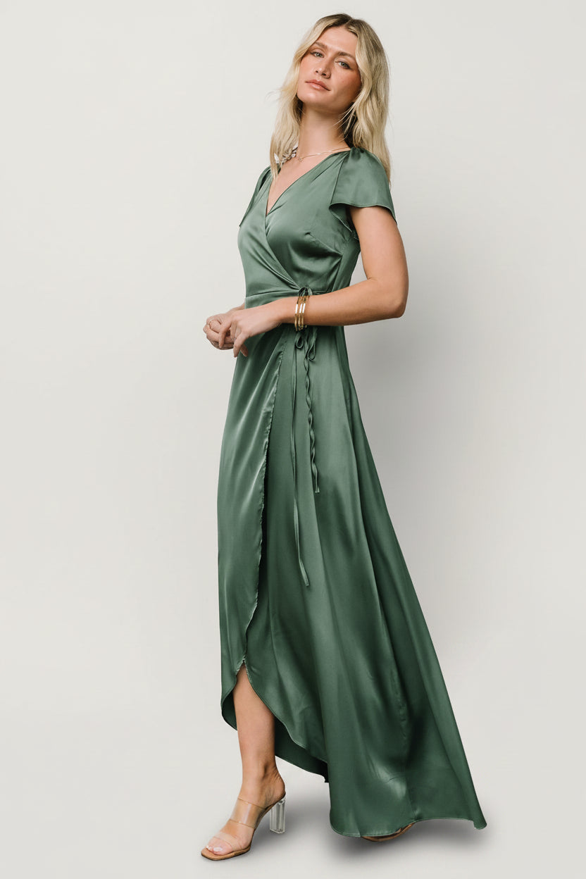 Baltic Born Womens Krystal Satin Wrap Gown | Winter Green | Size: 3XL Baltic Born Womens Krystal Satin Wrap Gown | Winter Green | Size: 3XL