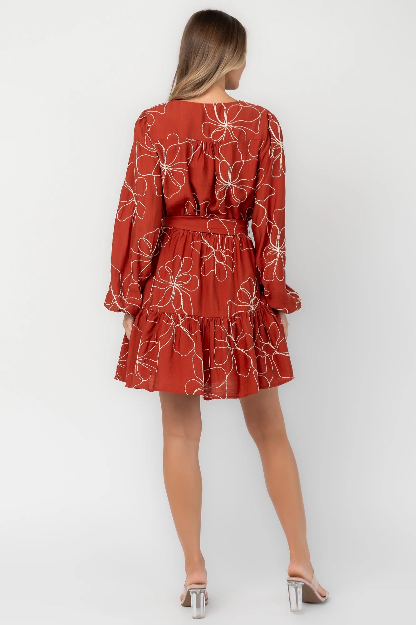 Elspeth Short Dress | Rust Floral