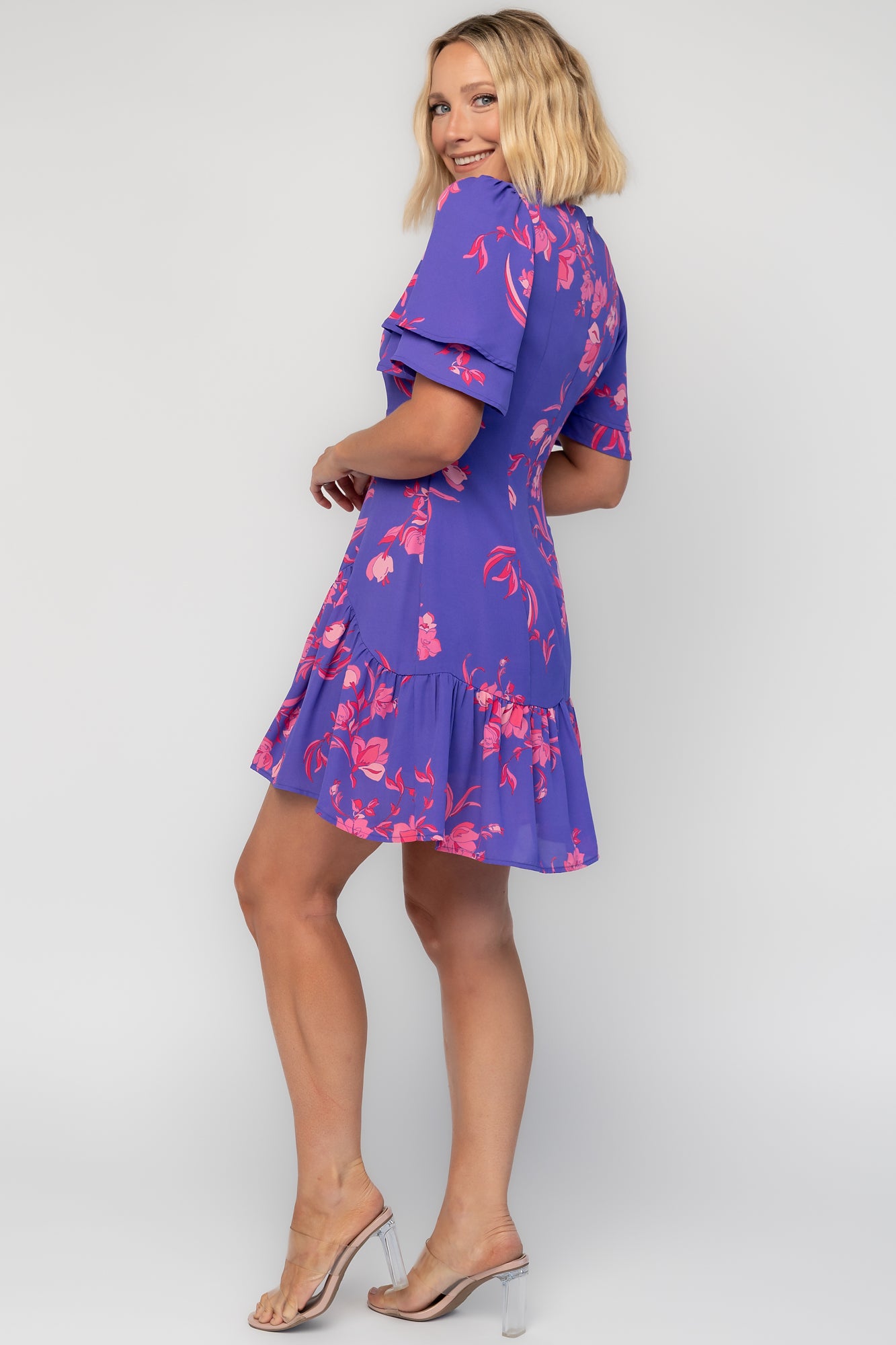 blue pink purple dress Issa Mesh Mini Dress