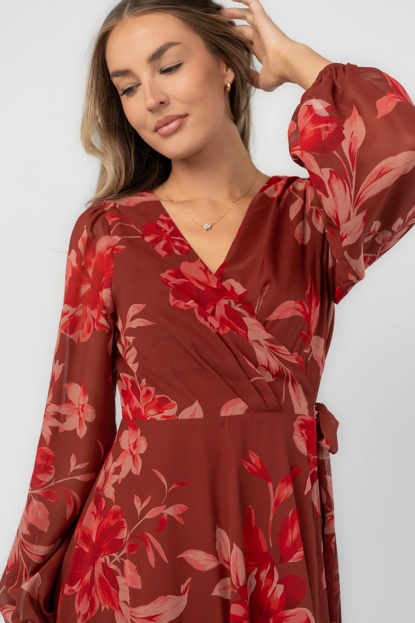 Felicity Wrap Maxi Dress | Rust Multi