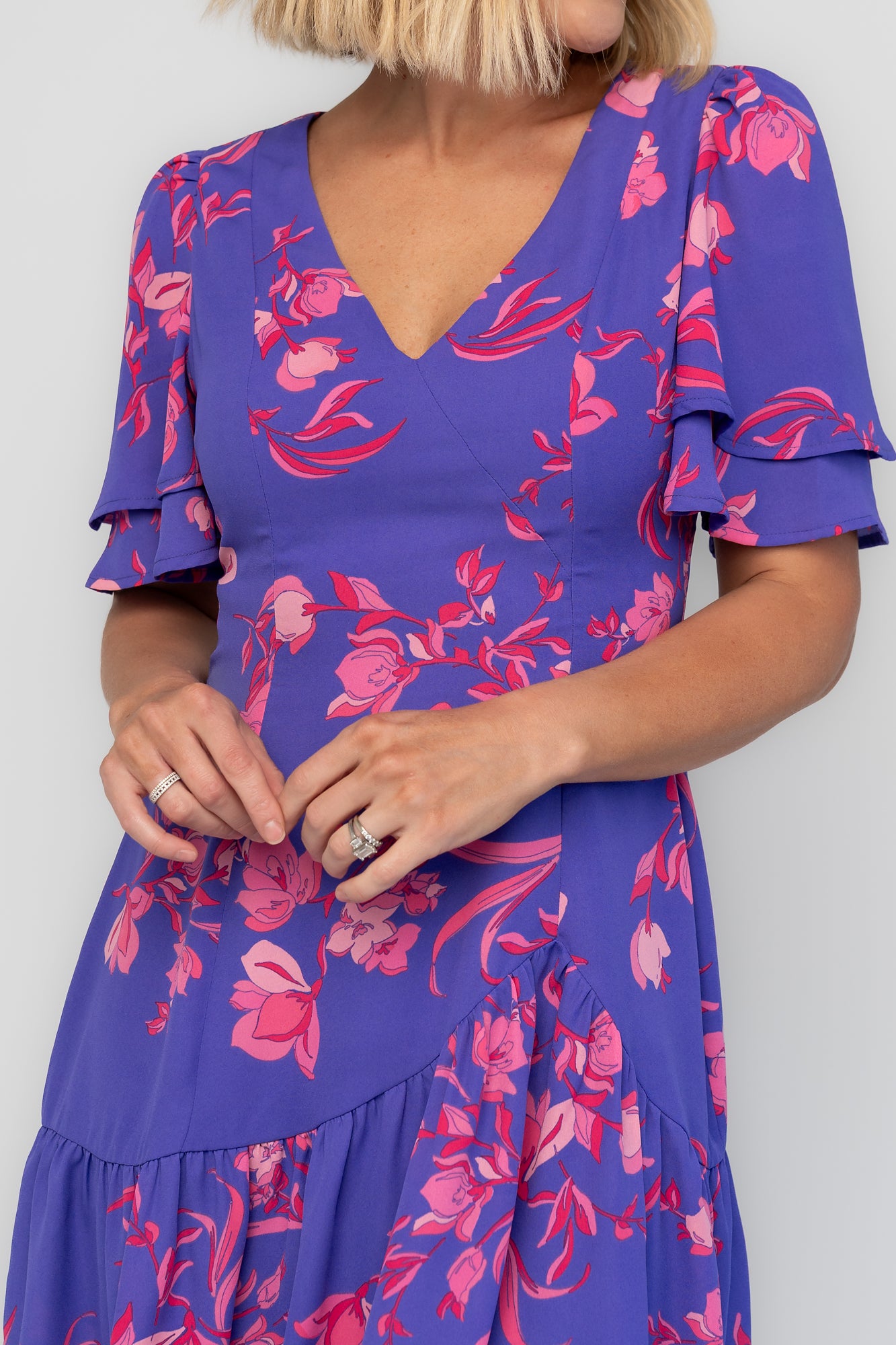 Born Raya Raya Short Dress — Purple Multi Floral | Baltic Born