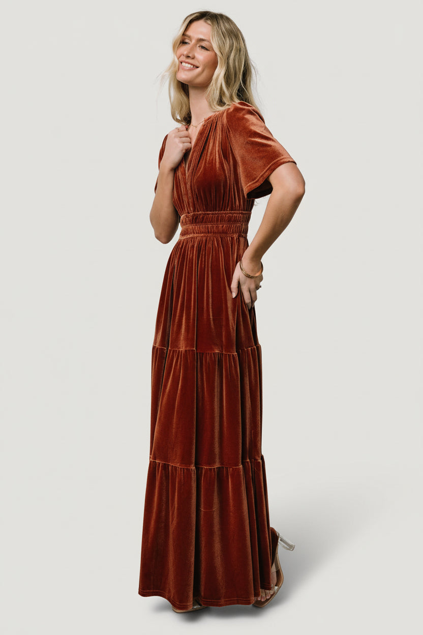 chinese dress ladies Meghan Spice Velvet Wrap Maxi Dress main image 1