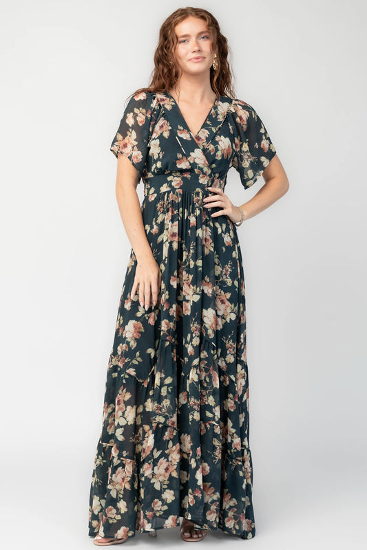 Katherine Maxi Dress | Deep Blue Floral