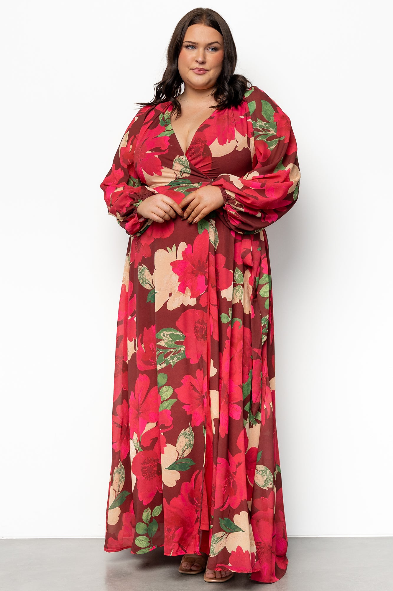 Katinka Wrap Maxi Dress - Burgundy Floral