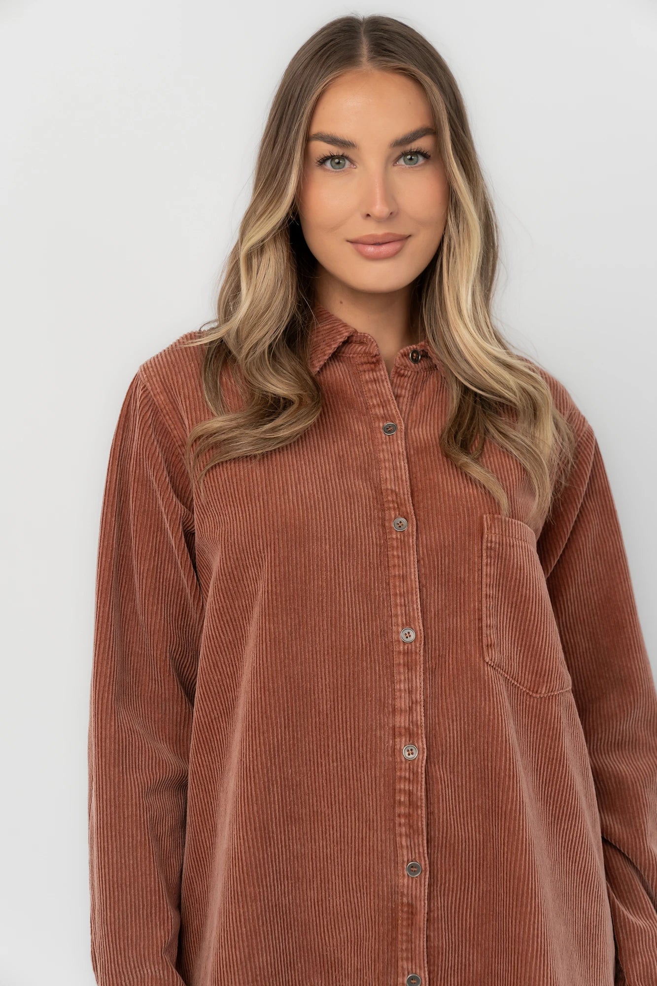 Jordan Button Up Short Dress | Dusty Clay