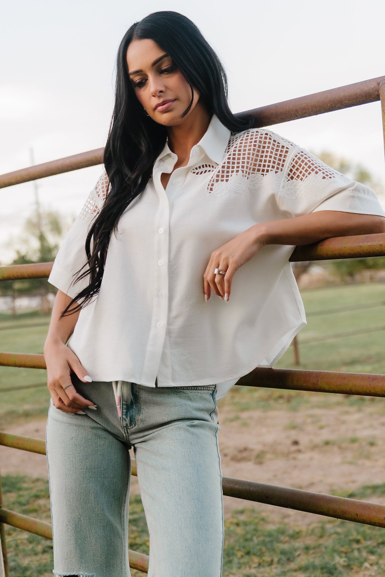Jordin Embroidered Top | Off White