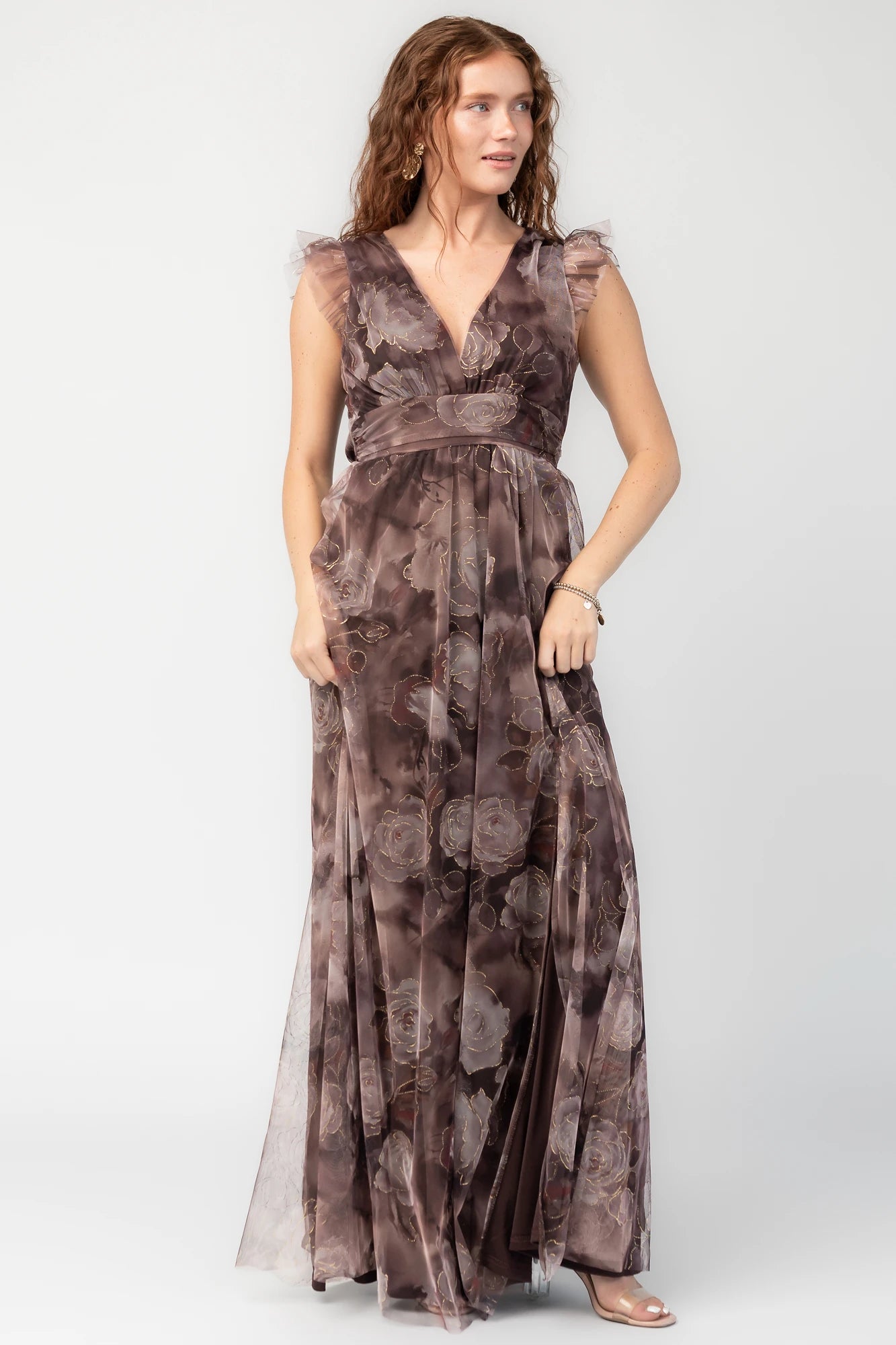 Adelyn Maxi Dress | Deep Clove Metallic