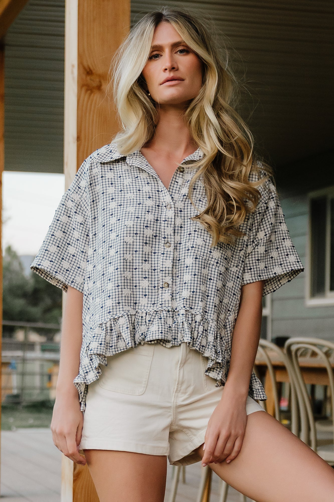 Jalen Relaxed Peplum Top | Blue