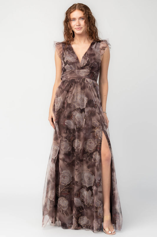 Adelyn Maxi Dress | Deep Clove Metallic