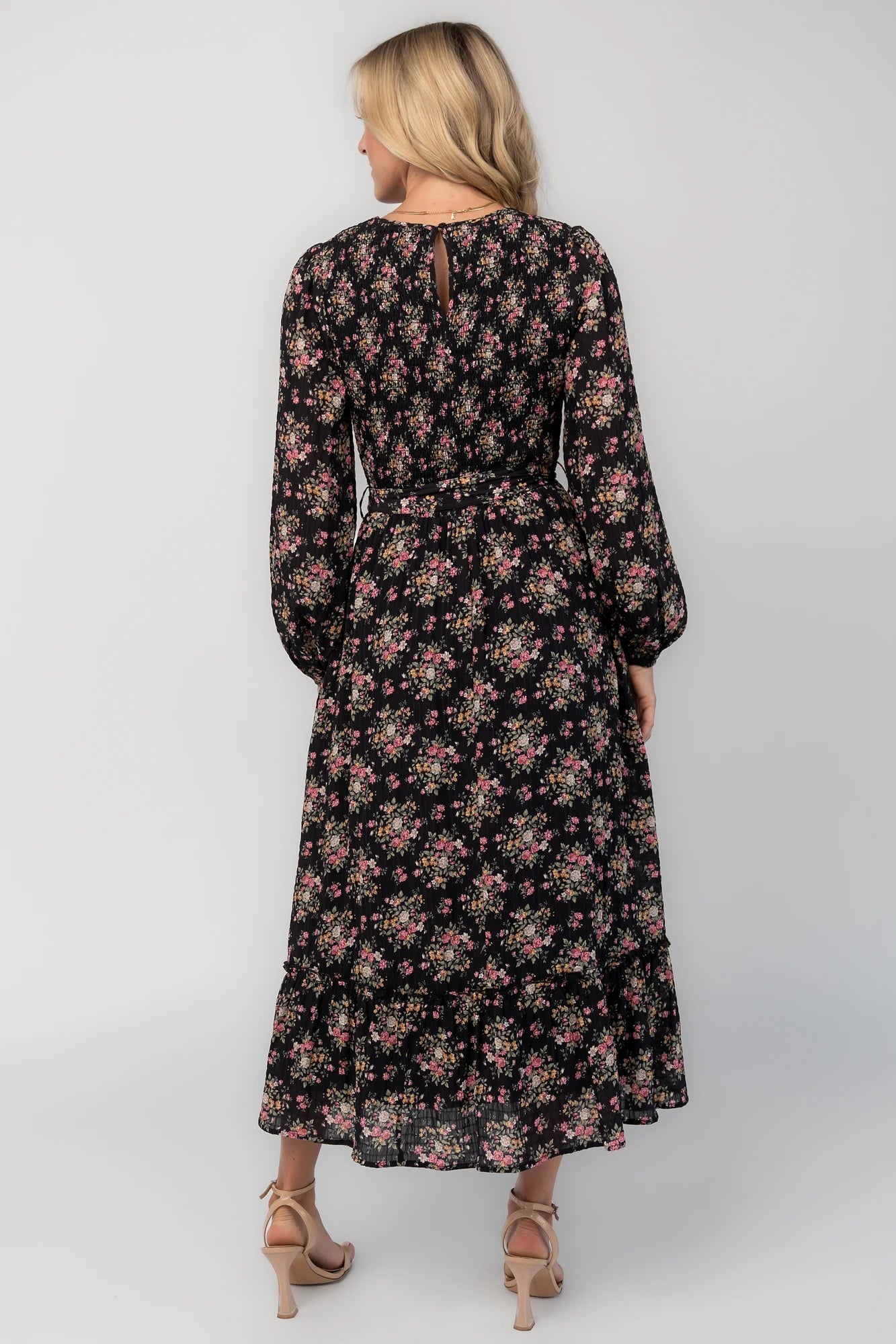 Idalia Midi Dress | Black Floral