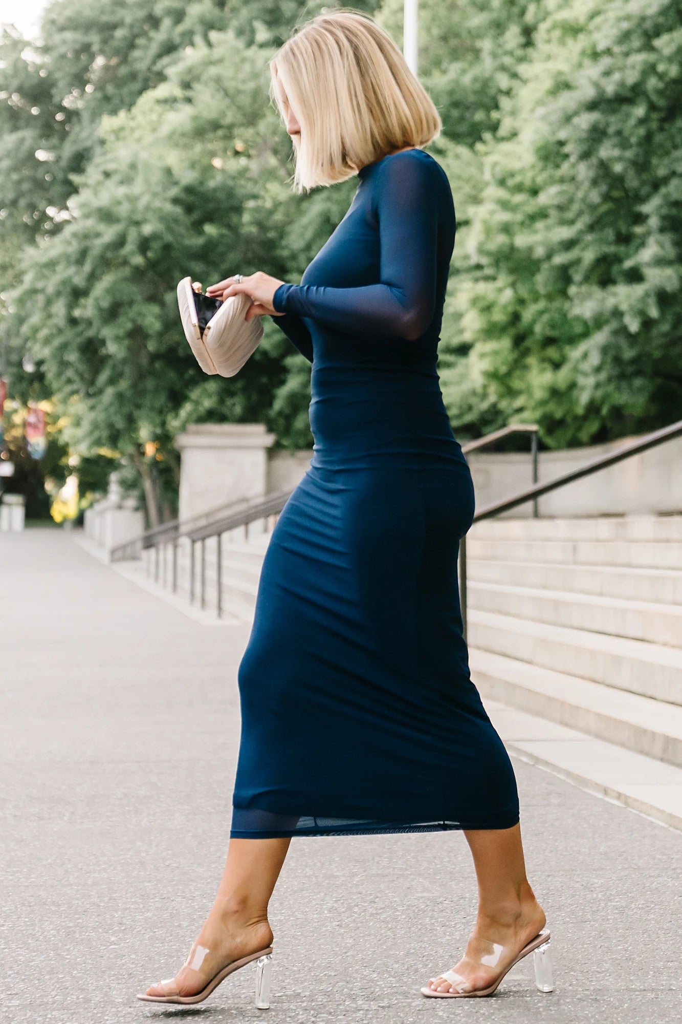 Darya Mesh Midi Dress | Navy