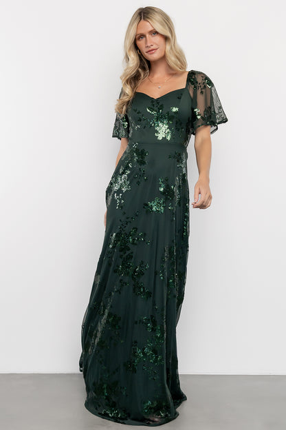 Karina Sequin Maxi Dress | Dark Green